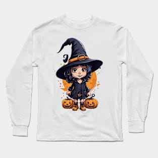 Halloween with Little Witch Long Sleeve T-Shirt